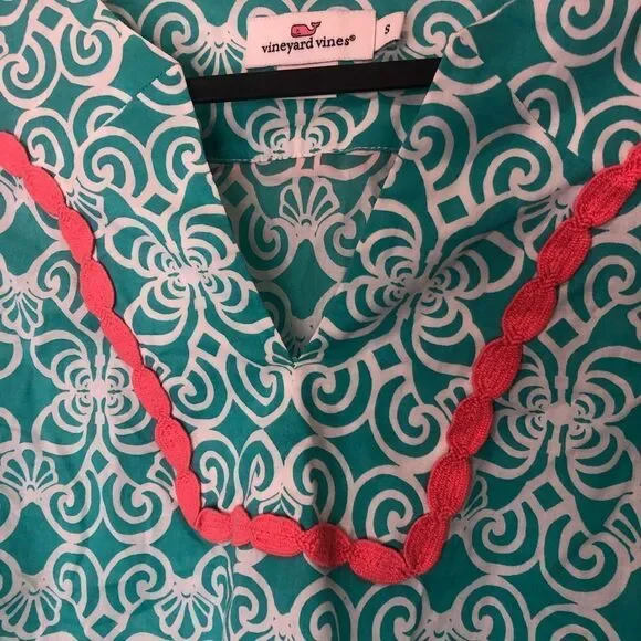 Vineyard Vines turquoise blue and white long sleeve tunic top dress size small - Picture 7 of 12